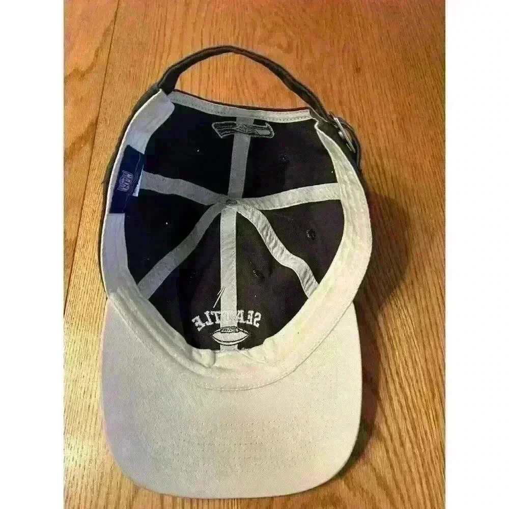 Seattle Seahawks Hat Cap Strap Back Gray NFL Reebok Script One Size - Picture 2 of 7